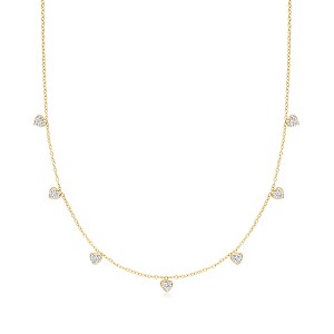 Ross-Simons 0.30 ct. t.w. Diamond Heart Station Necklace in 18kt Gold Over Sterling - 1 of 4