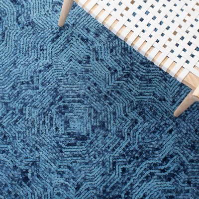 Handmade Dark Blue Wool 3' x 5' Tufted Rug
