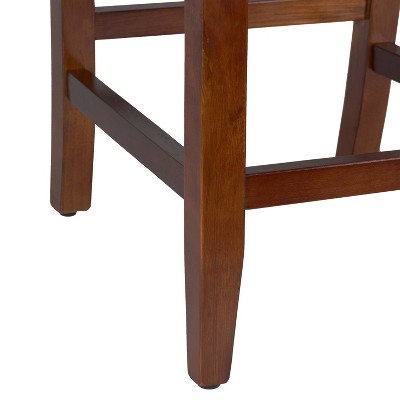 24" Black Faux Leather Counter Height Barstool with Wood Legs