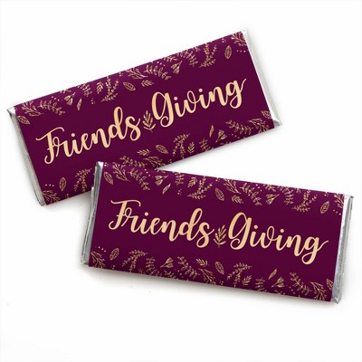 Big Dot of Happiness Elegant Thankful for Friends - Candy Bar Wrapper Friendsgiving Thanksgiving Party Favors - Set of 24