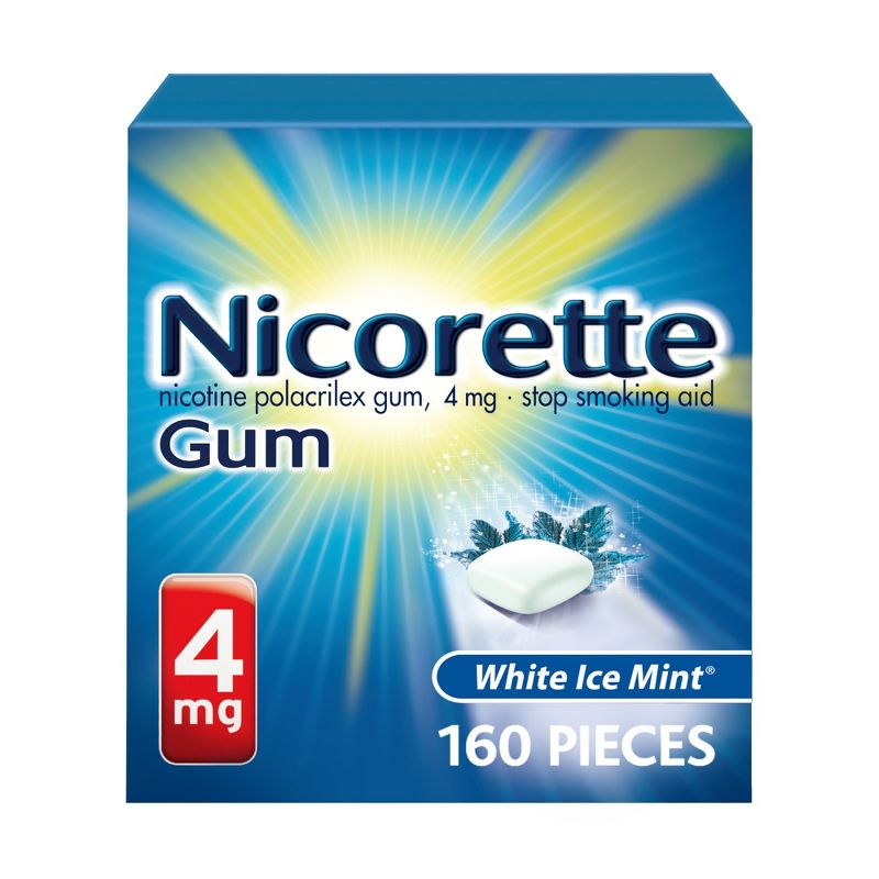 Nicorette 4mg Gum Stop Smoking Aid - White Ice Mint, 1 of 12