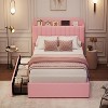 Bed Frame with Storage Fabric Upholstered Headboard, Upholstered Platform Bed with 2 Drawers and Bookcase, No Box Spring Needed,for Small Space - 4 of 4