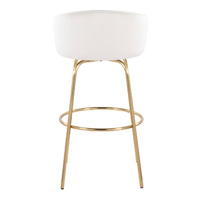 Claire Gold Metal and White Velvet Swivel Barstools, Set of 2