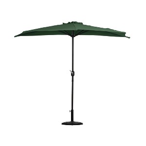 Westintrends 9Ft Half Round Umbrella with Half Resin Base Included for Outdoor Patio Window Shade Wall Balcony - 1 of 3