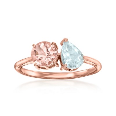 Ross-Simons 0.70 Carat Aquamarine and .70 Carat Morganite Toi Et Moi Ring in 14kt Rose Gold