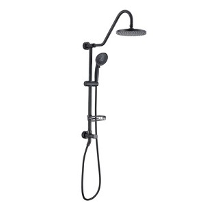 PROOX 5-Spray 8 in. Antique Style Round Shower System Kit with Hand Shower and Adjustable Slide Bar Soap Dish - 1 of 4