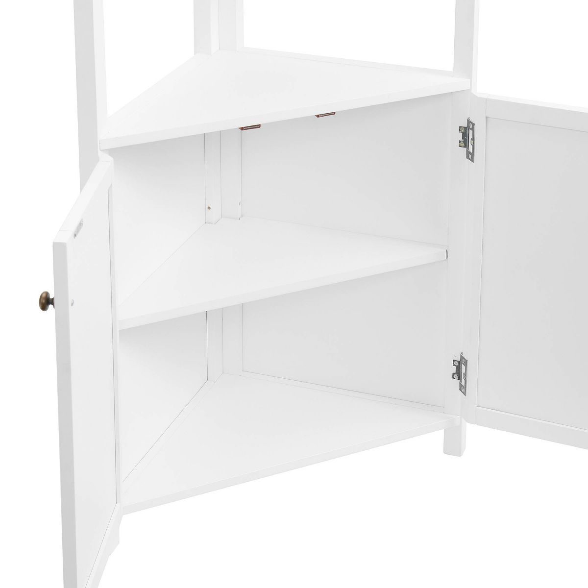 Dover Corner Storage Cabinet with Two Doors and Open Shelving White - Alaterre Furniture - thumbnail 7