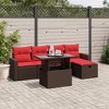 vidaXL Patio Sofa Set with Cushions and Table Outdoor Garden 6 Piece Poly Rattan - Brown without storage - 2 of 4
