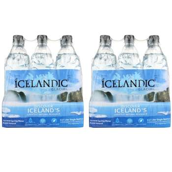 Icelandic Glacial Natural Spring Water - Case of 2/6 pack, 33.8 oz