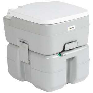 Outsunny 5.3 Portable Camping Toilet, Porta Potty with Level Indicator and Anti-Leak Handle Pump for Boating, Hiking, Travel, RV - 1 of 4