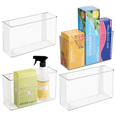 iDesign Adhesive Organizer Bin for Kitchen - Set of 4 - Clear