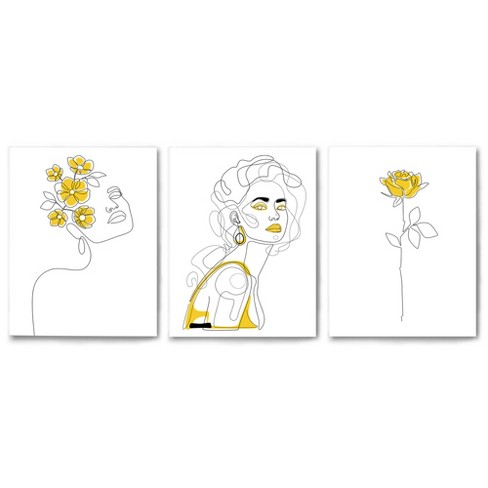 Single line art set,Single line drawing woman Woman line art set of 3 ...