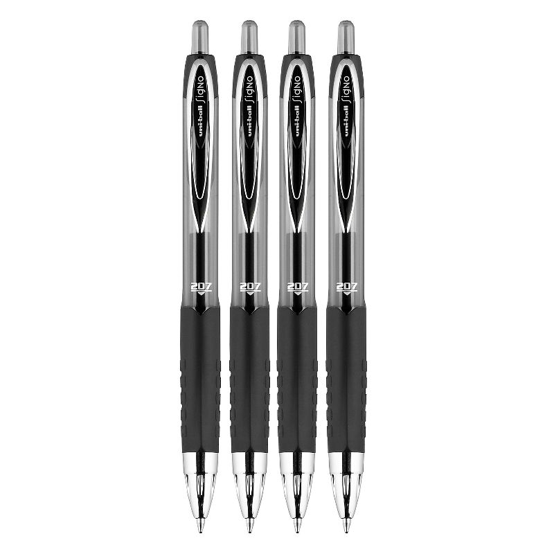 uni-ball 207 Signo RT Retractable Gel Pens Medium Point Black Ink 4 Pack (33960) 33960PP, 3 of 10