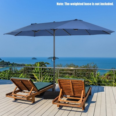 Navy Double-Sided 15ft Patio Umbrella with Hand Crank