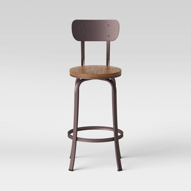 Dakota Swivel Wood Seat Barstool with Adjustable Legs Metal - Threshold&#8482;, 4 of 8