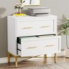 ORRD White & Gold Lateral File Cabinet, 2-Drawer Modern Filing Storage with Anti-Tip for A4/Letter/Legal Files & Printer Stand, Home Office - 3 of 4