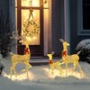 Outsunny Light Up Christmas Deer Family, Set of 3 Lighted Reindeer Christmas Decorations with 3 LED Light Modes, Stakes & Zip Ties for Outdoor, Gold - 3 of 4