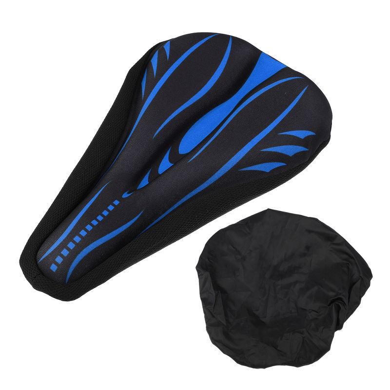 Unique Bargains Bike Bicycle Saddle Seat Cover Comfort Pad Padded Soft Printed Silicone with Waterproof Cover, 1 of 7