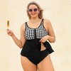 Women's Stylish Houndstooth Skirted Tankini Swimsuit -Cupshe - 2 of 4