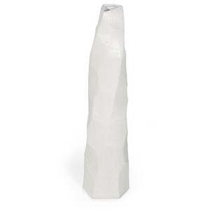 HomeRoots 47" White Faceted Geometric Tapered Ceramic Floor Vase - 1 of 4