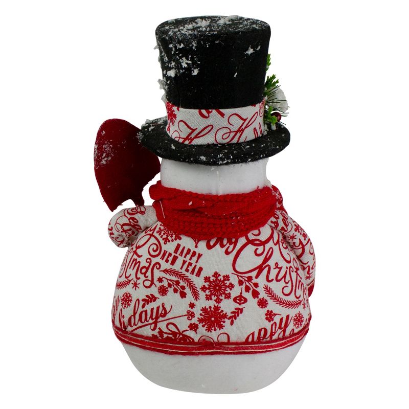 Northlight 12.5" White and Red Standing Snowman with Shovel Table Top Christmas Decoration, 5 of 6