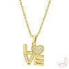 Gold Titanium Steel "LOVE" & Heart Modern Women's Necklace - 3 of 4