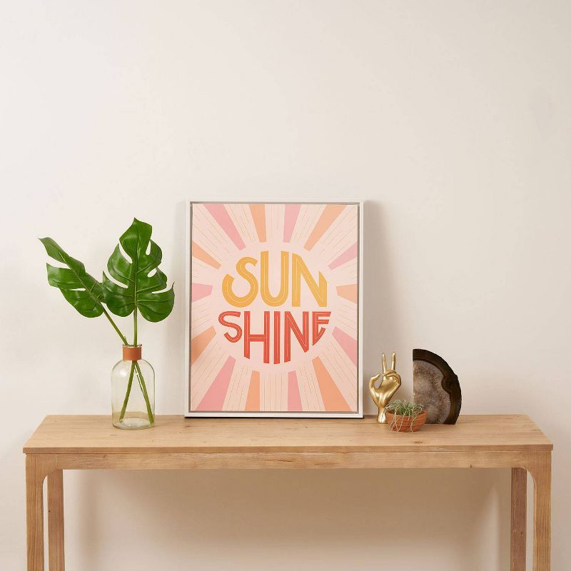 Lyman Creative Co. Sunshine Hand Lettering Framed Wall Canvas White/Pink - Deny Designs, 4 of 5