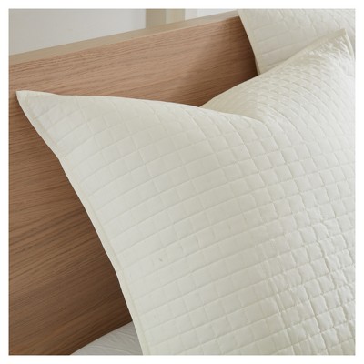 Off-White Cotton Jacquard Full/Queen Duvet Cover Set with Decorative Pillows