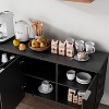 SAINTCY 68" Mid-Century Modern Fluted Sideboard Cabinet with 4 Doors, LED Lights, Adjustable Shelves – Wine/Coffee Bar & Dining/Living Room Storage - 2 of 4