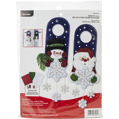 Bucilla Felt Door Hanger Applique Kit Set Of 2-Snowflake