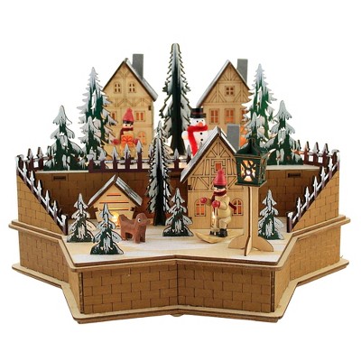 Christmas 7.75" Led Star Shape W/Scene Village Christmas Dog House  -  Decorative Figurines