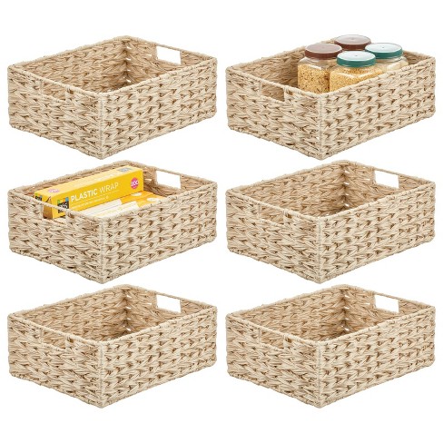 Mdesign Woven Farmhouse Pantry Food Storage Bin Basket Box, 6 Pack - Brown  Ombre, 12 X 9 X 6 : Target
