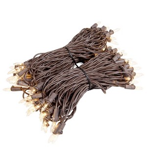 Novelty Lights RetroGlo LED Mini Lights 100 Light on Brown Wire 50 Feet Long - 1 of 4