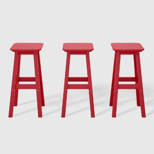 WestinTrends Malibu 29" All Weather Hdpe Outdoor Patio Square Backless Bar Stool (Set of 3) - 1 of 4