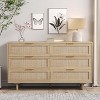 Angel Sar Rattan Dresser for Bedroom, Boho Dresser with Golden Handles & Hand Woven Rattan Design, Oak - 2 of 4