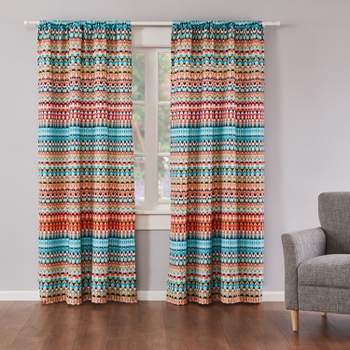Corona Bohemian Lined Curtain Panel with Rod Pocket - 2pk - Levtex Home