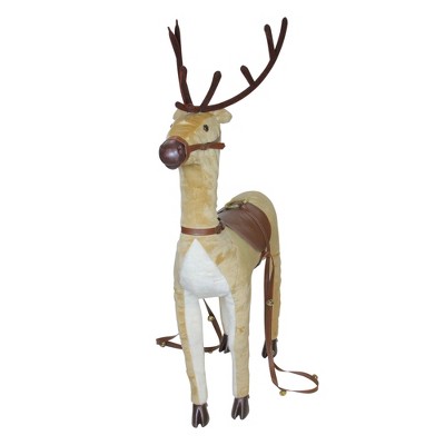 Northlight 40 Plush Standing Reindeer Christmas Decoration with Saddle and Jingle Bells