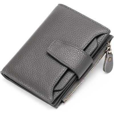 BEAFUP Women's Genuine Leather Wallet,Compact Size Wallet, RFID Blocking,with 14 Slots and 2 Zippered Pockets & Zipper Coin Pouch