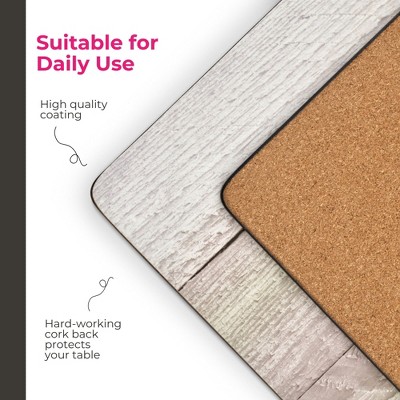 Rustic Driftwood Print Hardboard Placemats Set of 4