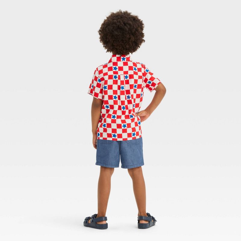 Toddler Boys&#39; Short Sleeve Checkered Challis and Broad Cloth Set - Cat &#38; Jack&#8482; Red, 3 of 6