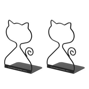 Unique Bargains Library Workspace Stationery Office Decorative Cat Metal Organizer Bookend 2 Pcs - 1 of 4