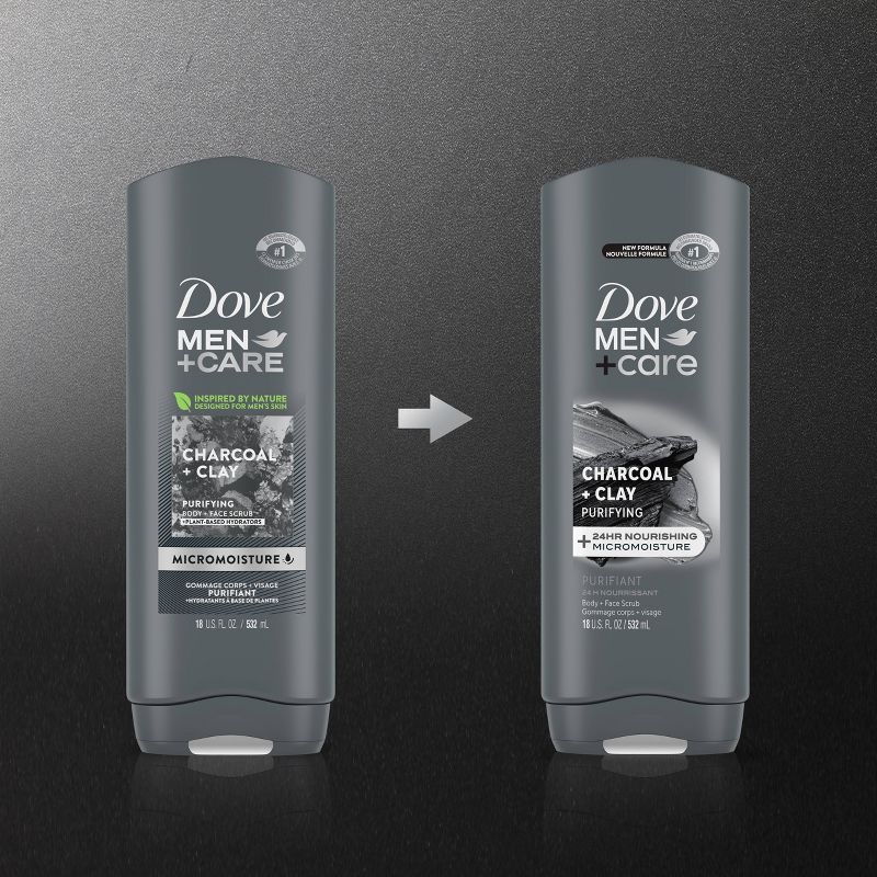 Dove Men+Care Elements Charcoal + Clay Micro Moisture Purify + Refresh Body Wash - 18 fl oz, 5 of 8