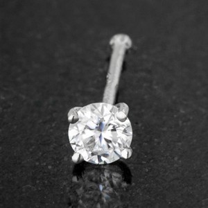 Jewelry Avalanche 22G 14K Gold Ball-end Nose Stud with Moissanite - 1 of 2