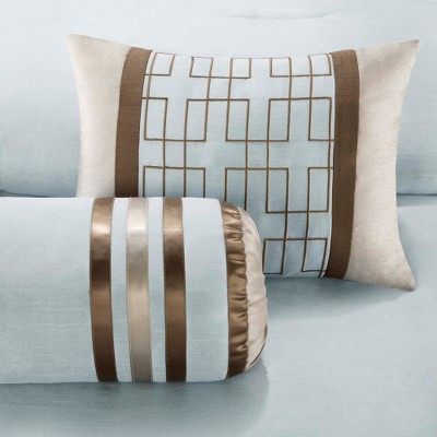 Genevieve Blue and Brown California King Comforter Set