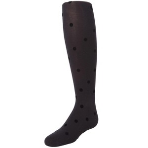 Memoi Girls' Flocked Dots Nylon Tights Black 12-14 - 1 of 2