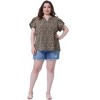 Agnes Orinda Women's Plus Size Petal Sleeve Floral Print V Neck Loose Fit Casual Basic Blouse - 3 of 4