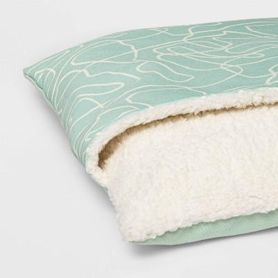 Small Green and White Hooded Polyester Dog Bed
