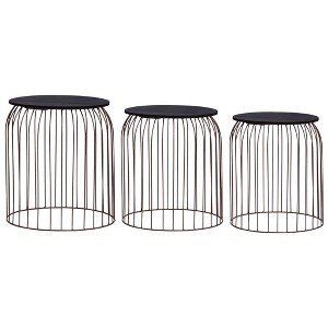 vidaXL Coffee Table Set of 3 Round End Tables for Living Room, Engineered Wood and Metal - 1 of 4