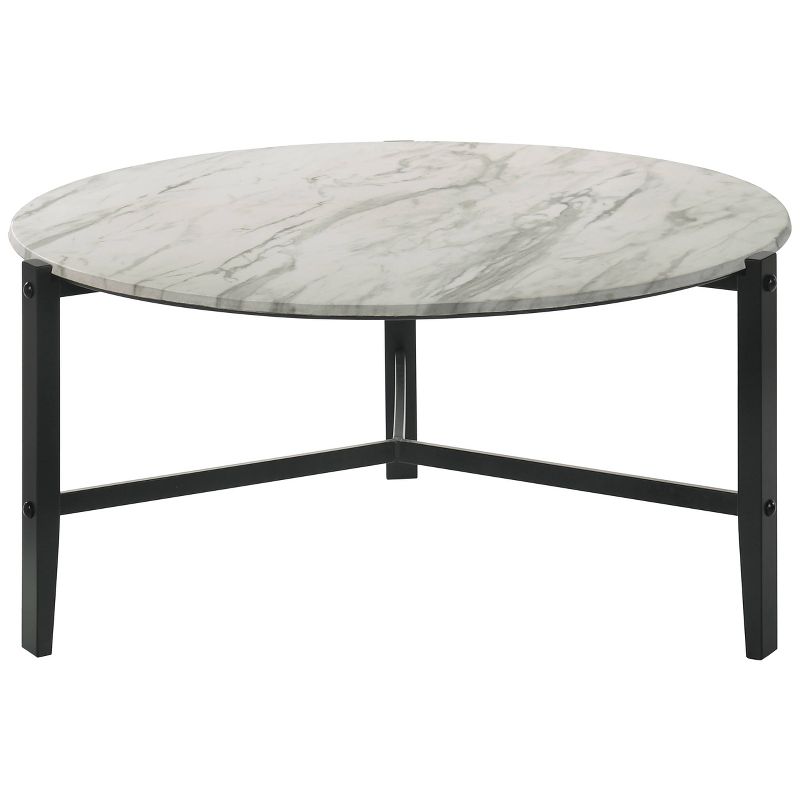 Tandi Round Coffee Table with Faux Marble Top White/Black - Coaster, 5 of 11