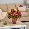 Nearly Natural 16-in Peony Artificial Arrangement in Rose Colored Vase - 3 of 4